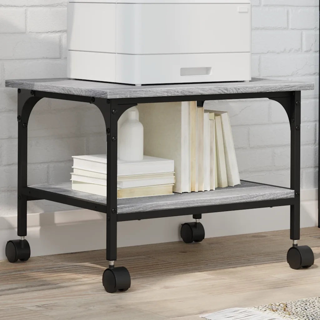 Supporto Stampante 2 Piani Grigio Sonoma 50x40x38cm Multistrato 842284