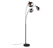 Piantana ad arco 3 diffusori, metallo, nero e fumé, H 200 cm, Lumina