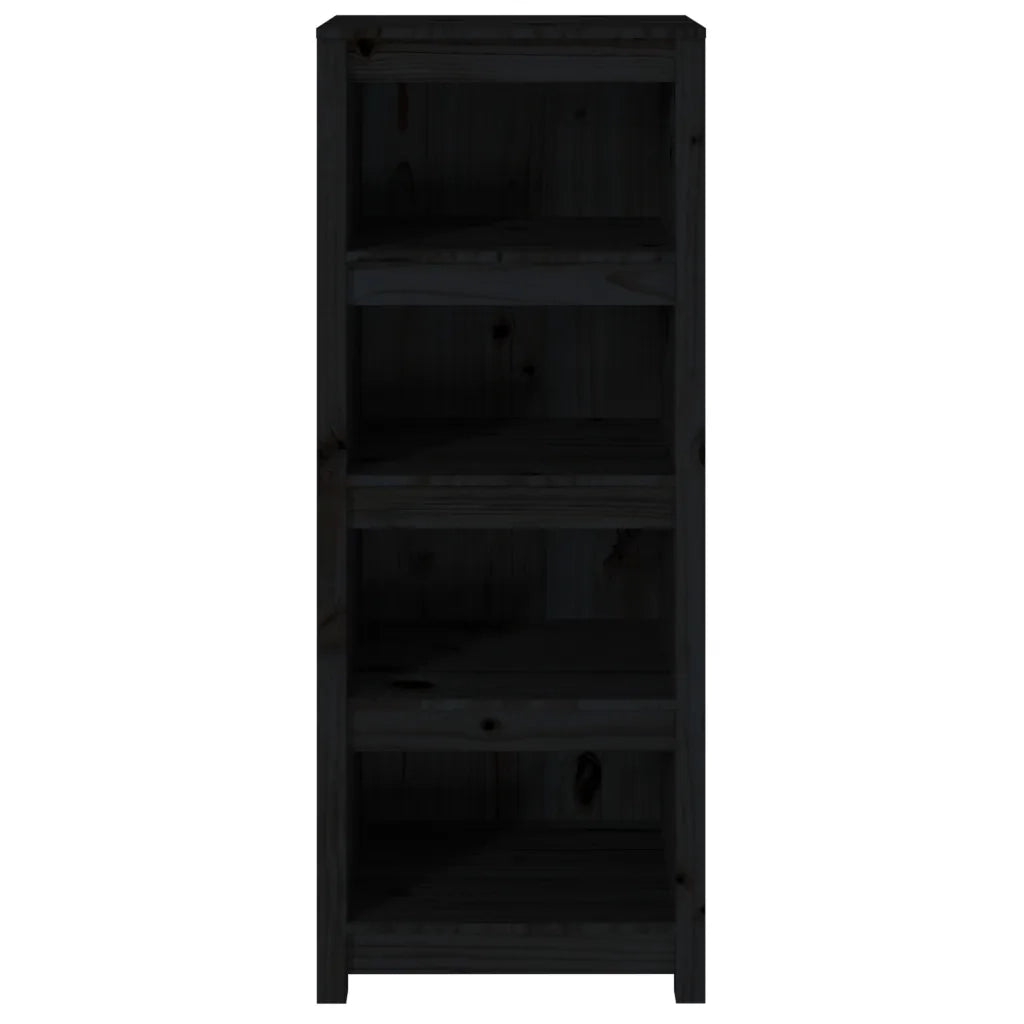 Libreria Nera 50x35x125,5 cm in Legno Massello di Pino 821713