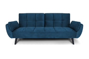 Divano letto clic clac in velluto blu piede nero, divano 3 posti - Ambra - DL-AM07VLT-PLN