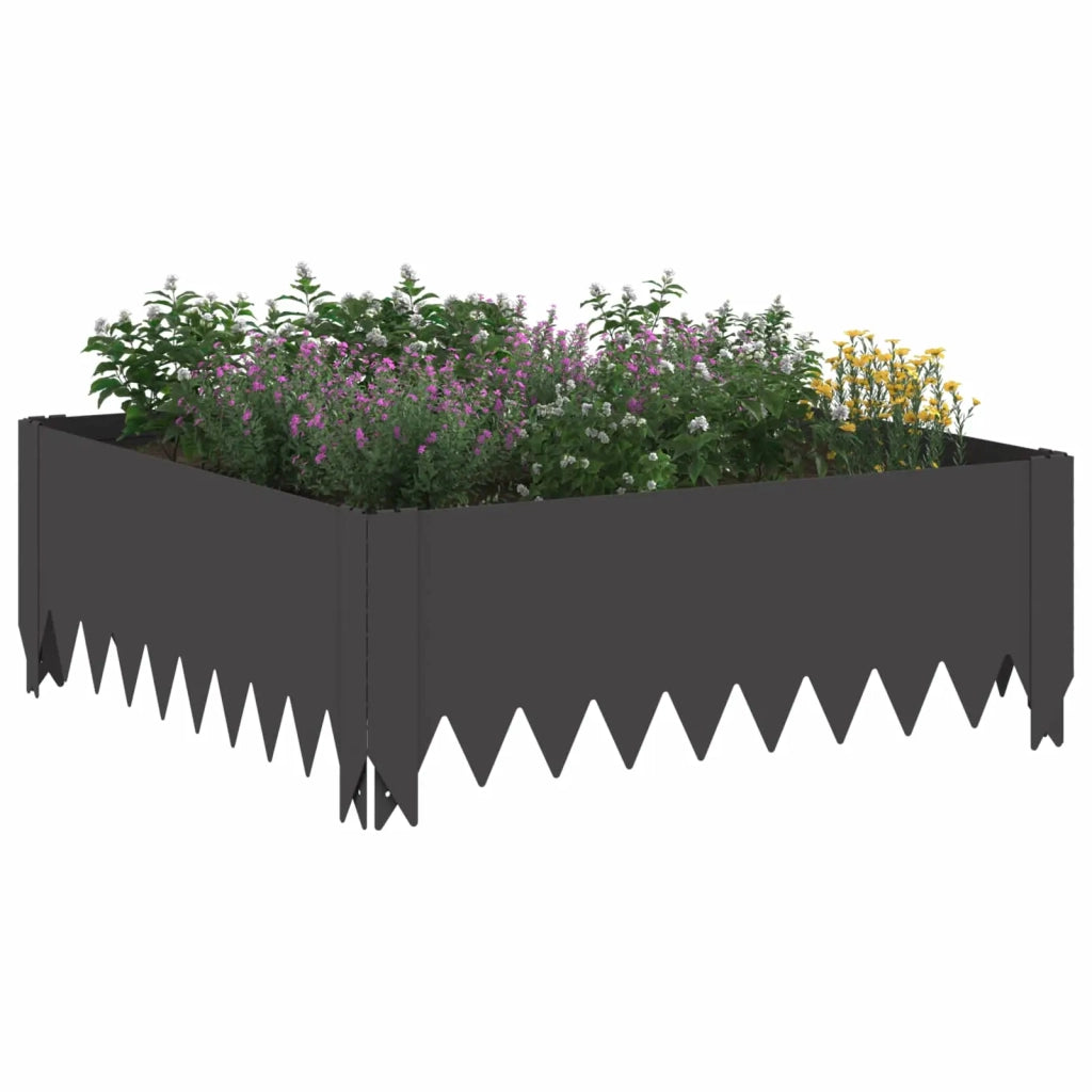 Bordura per Prato 4 pcs 60 x 60 x 20 cm Acciaio Nero 8008904
