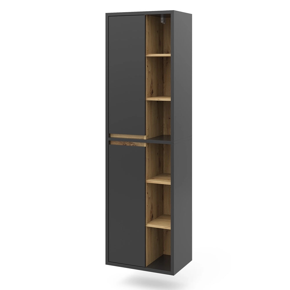 Vicco Armadio per il bagno Antracite 50 x 170 cm con ante e vani a giorno