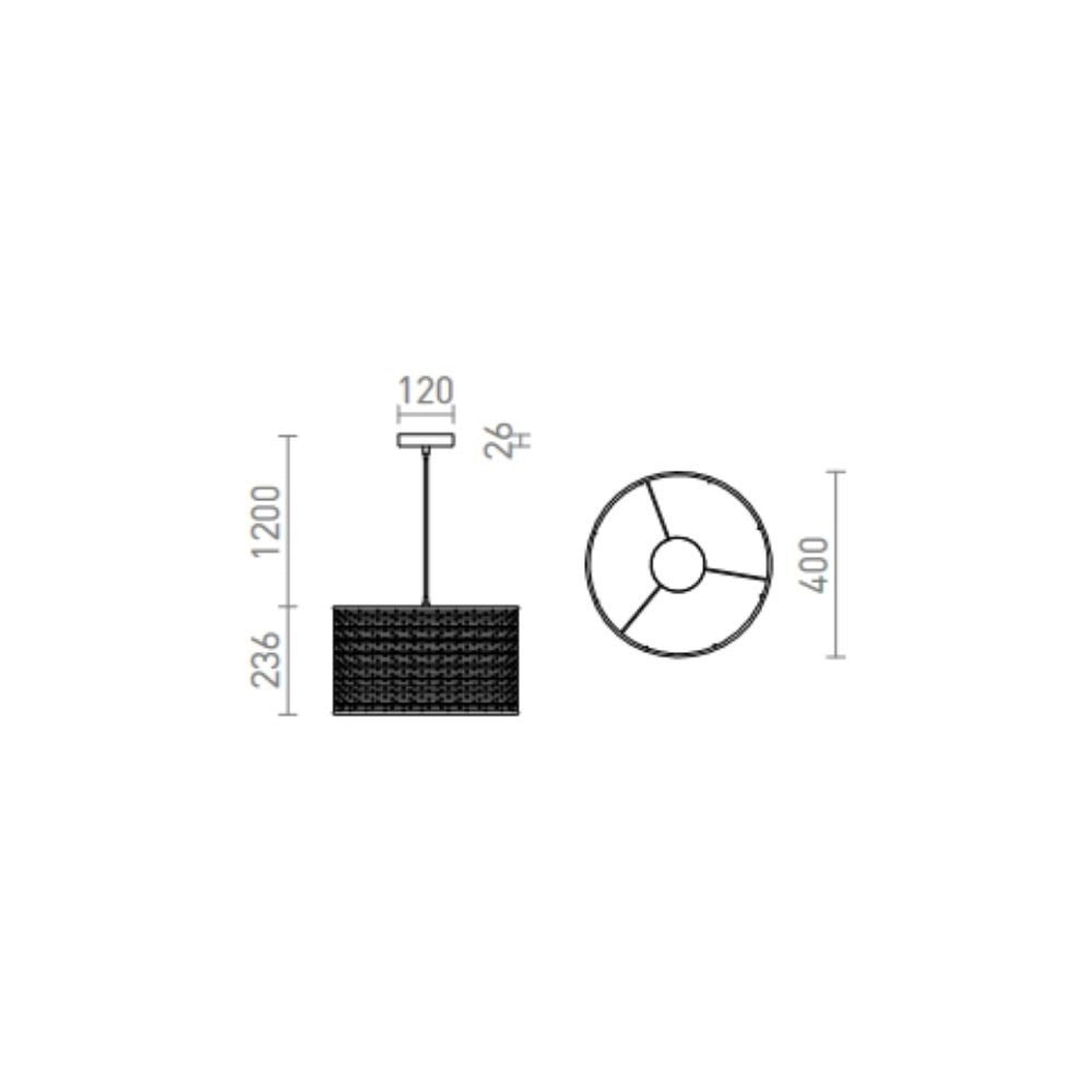 Lampada FIATLUX 41/24 a sospensione nero bambù 230V E27 15W