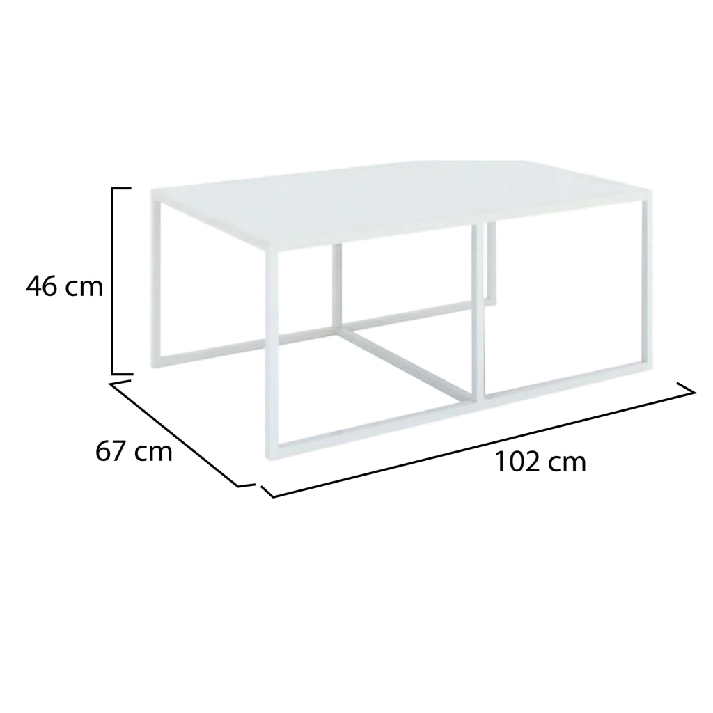 Livasi, Tavolino da Salotto Forma Rettangolare, 102x67x46h cm Bianco