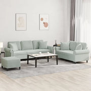 Set di Divani 3 pz con Cuscini Grigio Chiaro in Vellutocod mxl 107092