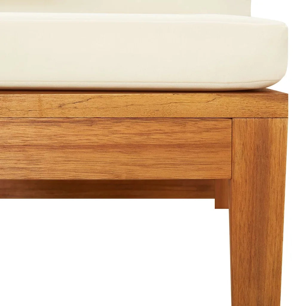Divano Angolare con Cuscini-Sofa con Cuscini Bianco Crema in Massello di Acacia