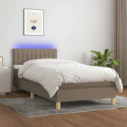 Letto a Molle con Materasso e LED-Struttura Letto con Materasso Tortora 90x200 cm in Tessuto 806134