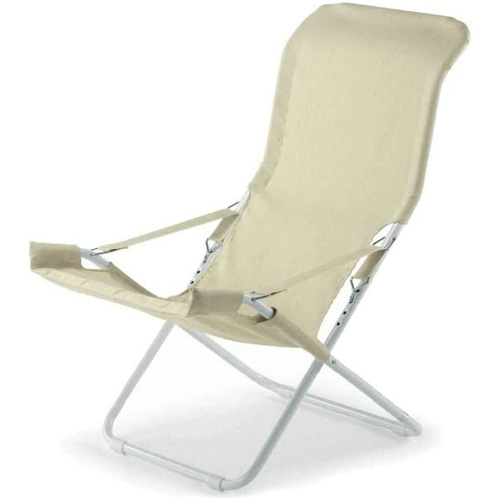 Sedia sdraio fiam fiesta telaio acciaio bianco con telo in juta 127BSJUT x 2