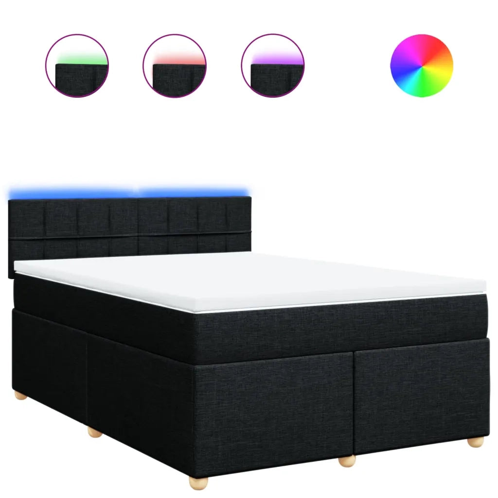 Giroletto a Molle con Materasso Nero 140x190 cm in Tessuto