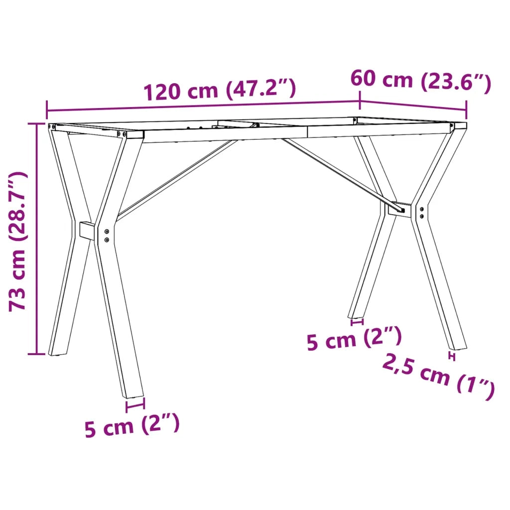 Telaio Gambe a Y per Tavolo da Pranzo 120x60x73 cm in Acciaio