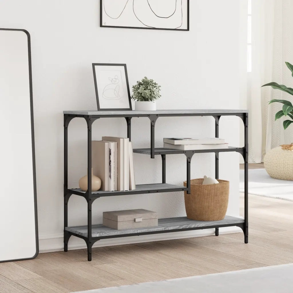 Tavolino Consolle-Tavolino da soggiorno-Tavolo Grigio Sonoma 100x30x75 cm Legno Multistrato