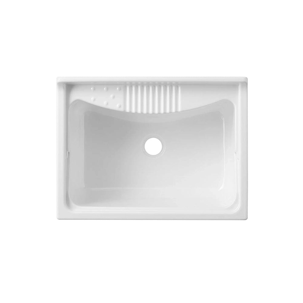 Mobile lavatoio per interni 60x50 cm bianco - vasca e asse in PP, sifone e troppopieno | Pratika