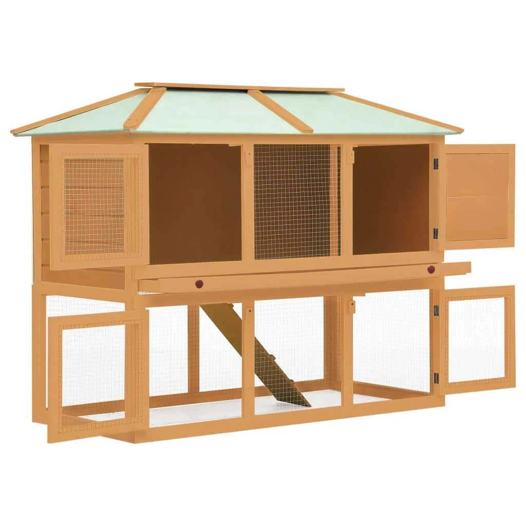 Gabbia doppia per animali in legno 130 x 68 x 105 cm marrone 02_0000572