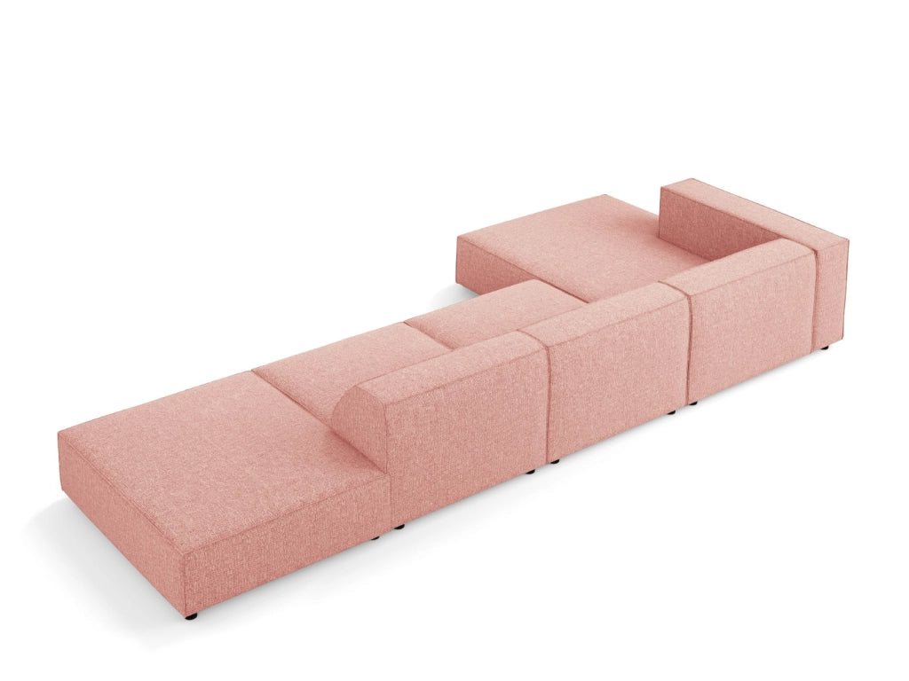 Cosmopolitan Design - Divano angolare sinistro "Arendal" 5 posti in ciniglia rosa 