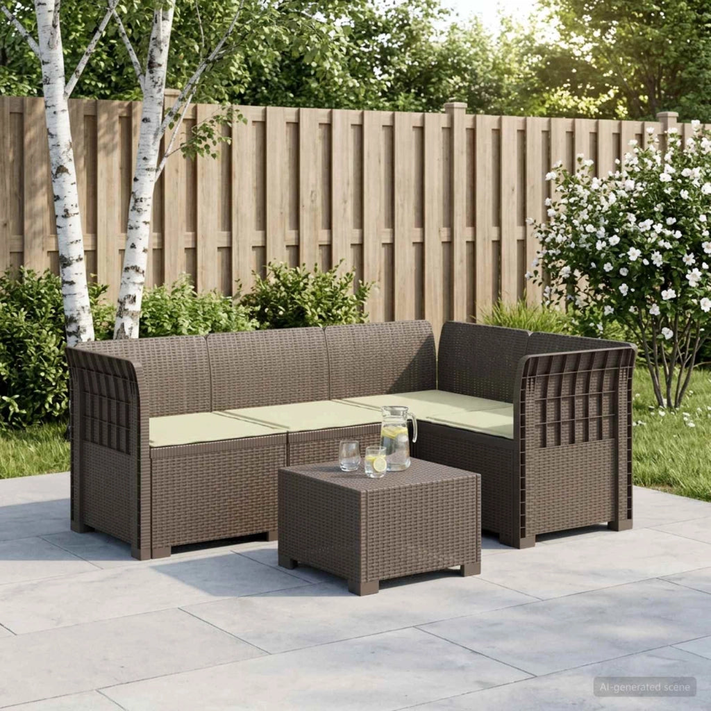 Divano da Giardino 4 Posti con Cuscini Aspetto Rattan PP 3443974