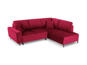 Cosmopolitan Design - Divano convertibile angolare destro con contenitore "Kyoto" 5 posti in velluto rosso 