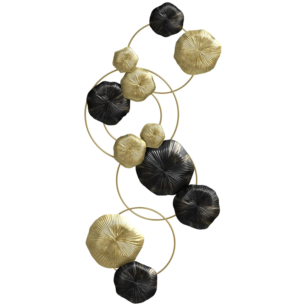 Decorazione Parete Metallo Foglia Loto ¨C Xylo ¨C Scultura Murale Oro Nero 84x35 cm