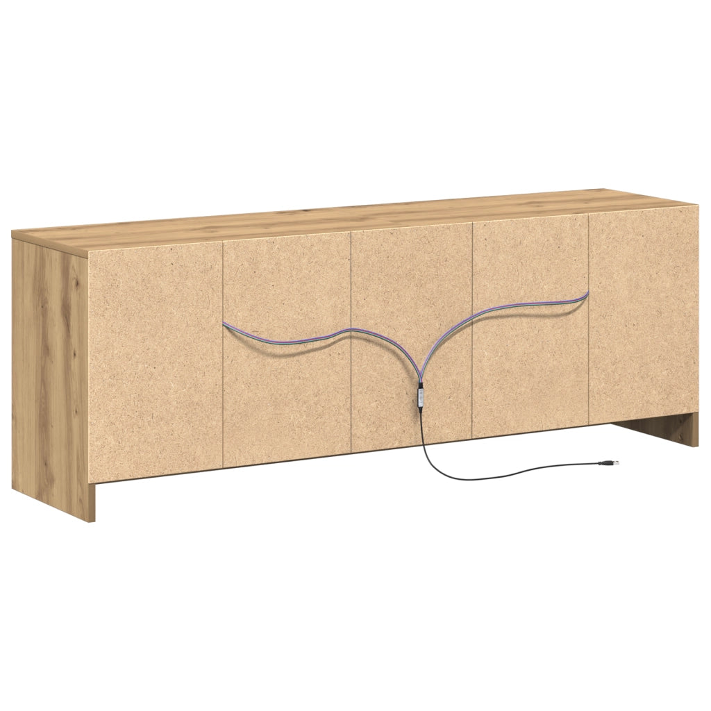 Mobile TV con LED Rovere Artigianale 139.5x34x50 cm Legno Ingegrato