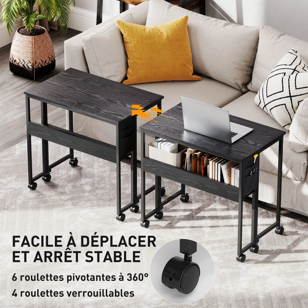 Scrivania pieghevole con ruote e ripiano ¨C zephmum ¨C nero 80x50x?