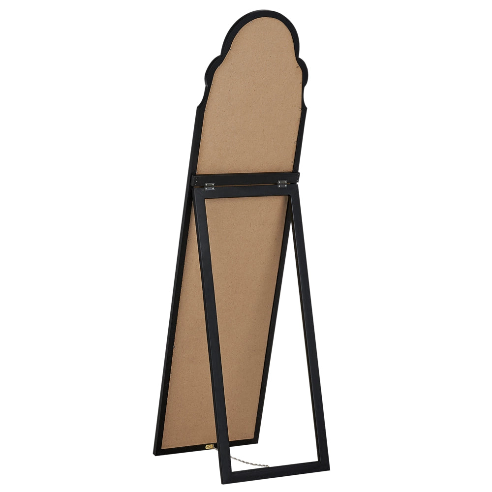 Specchio da terra in vetro MDF nero 40 x 150 cm con supporto cornice decorativa design moderno