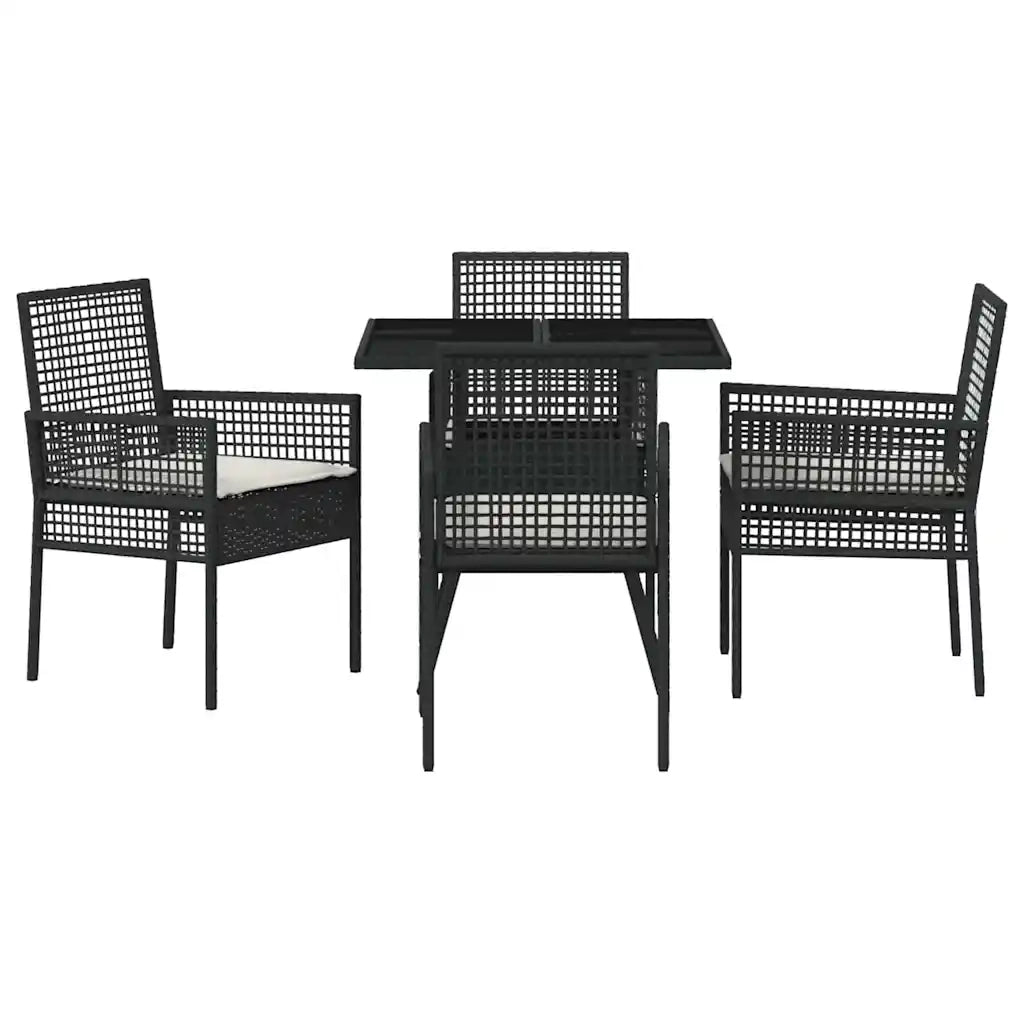 Set da Pranzo per Giardino 5 pcs Nero polyrattan 3334924