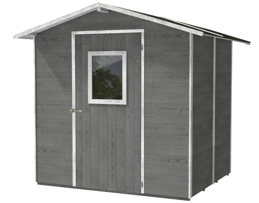 Casette Box da Giardino in Legno Porta Utensili 200x207x214 cm con Porta e Finestra Ecla Grigia