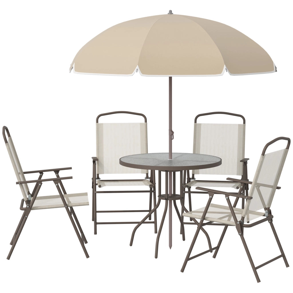 Set Giardino 6 Pezzi in Acciaio con Ombrellone ¨C zephmum ¨C Crema