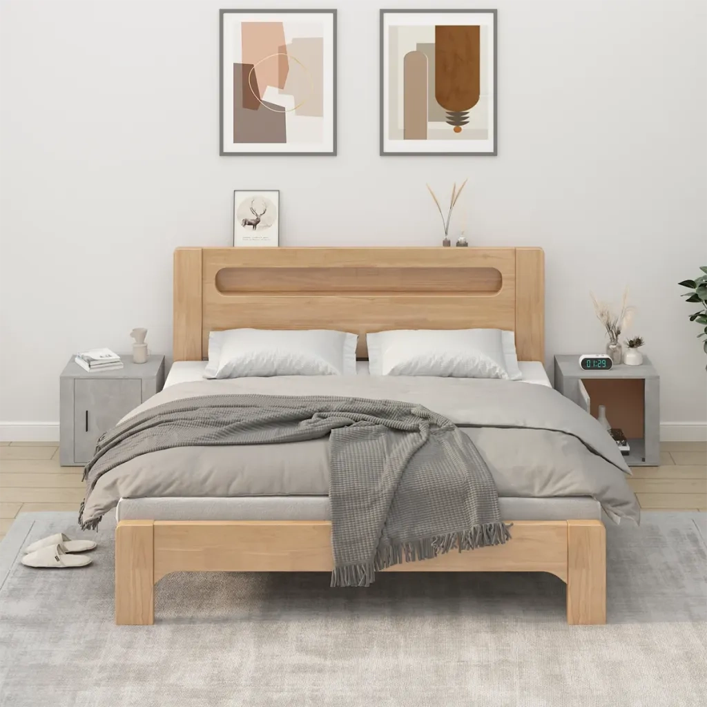 Set di 2 Comodini | Armadio da Notte | Mobiletto da notte Grigio Cemento 50x39x47 cm