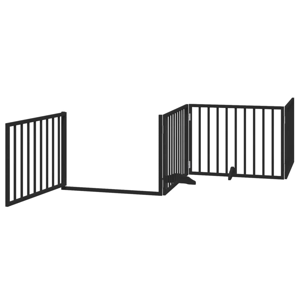 Cancelletto di sicurezza per cani porta pieghevole 10 pannelli legno di pioppo nero 02_0023118