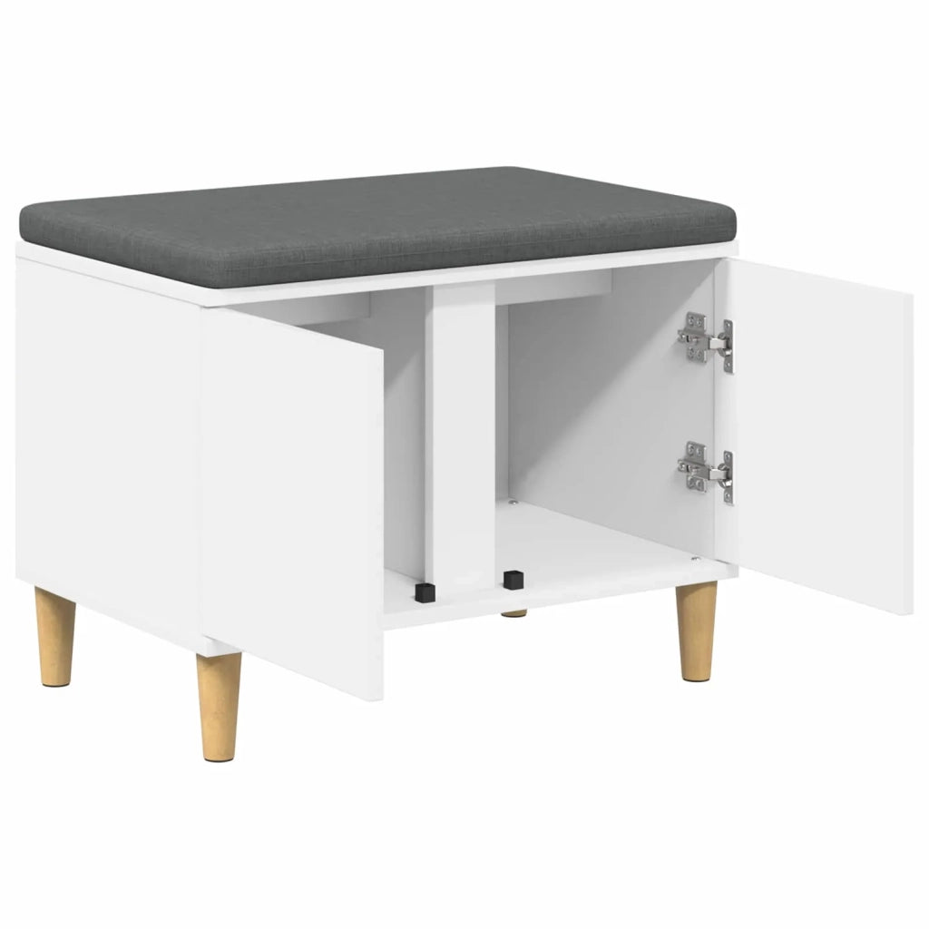 Panca per ingresso con cuscino-Sgabello-Panca da Corridoio con porta Bianco 60 x 38 x 46 cm 488096