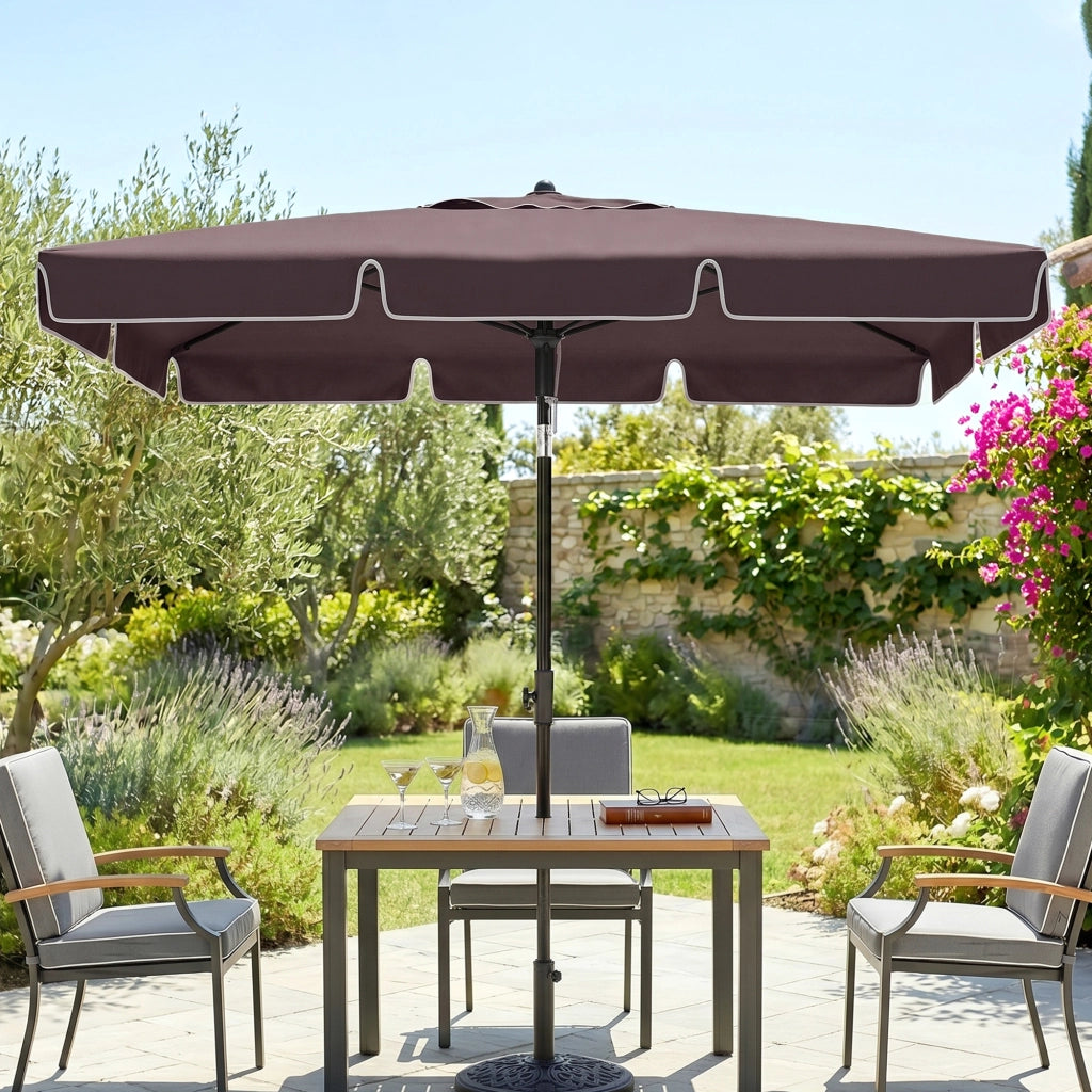 Ombrellone da Giardino Rettangolare Regolabile ¨C Zephmum ¨C Alluminio Marrone Nero 200x130x250 cm