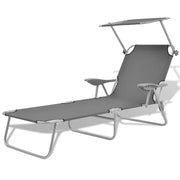 Lettino prendisole sedia a sdraio lettino prendisole letto da giardino mobili da esterno per patio con tenda da sole acciaio grigio 02_0012265
