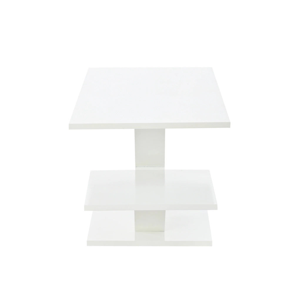 Tavolino da caffè 100x48x45 cm con doppio piano in MDF bianco