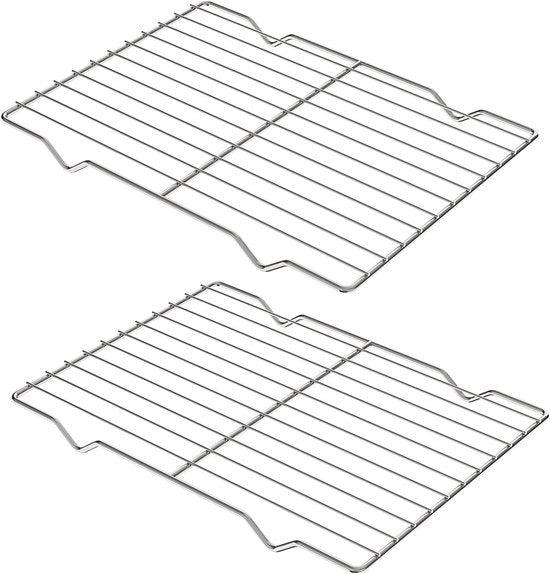 Due pezzi di griglia per padelle 21 x 29 cm - griglia in acciaio inox - piccolo griglia per padelle - cottura - griglia per padella - RVS - pratica e duratura