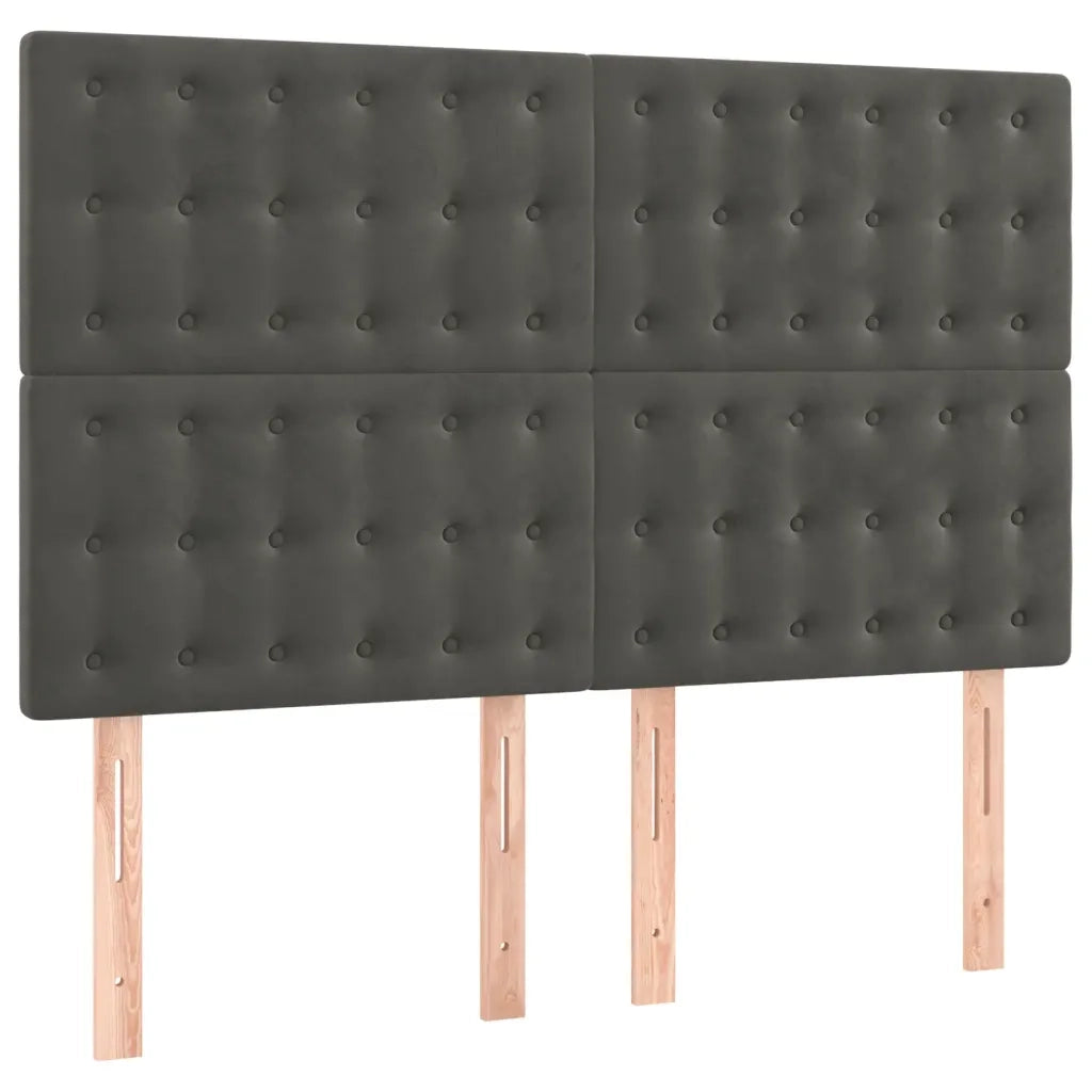 Giroletto a Molle con Materasso Grigio Scuro 140x200 cm Velluto