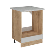 Mobile per forno da incasso R-Line Bianco rustico/Rovere dorato 60 cm PL Marmo Vicco