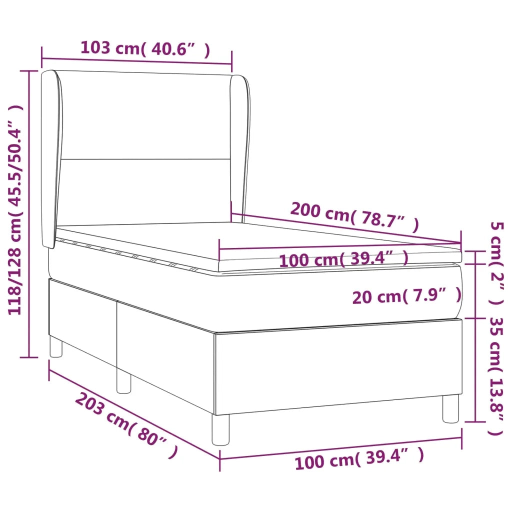 Letto a Molle con Materasso e LED Nero 100x200 cm in Tessuto 3138695