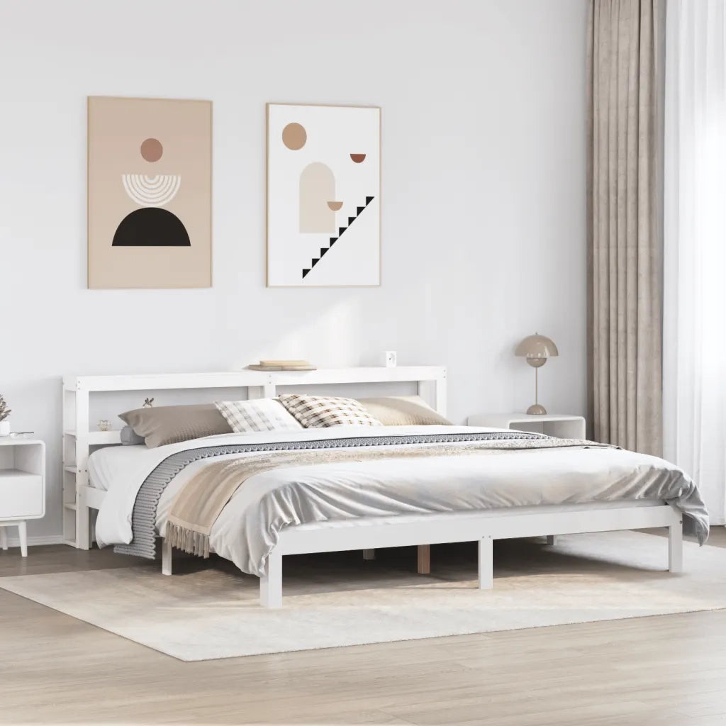 Giroletto con Testiera senza Materasso Bianco 200x200 cm