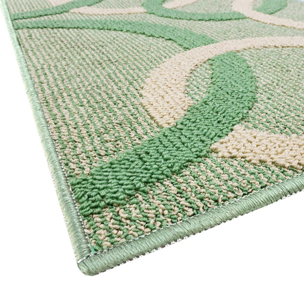 Tappeto Cucina 57x190 Cm Tridimensionale Cerchi 3D Assorbente Morbido Moderno Antiscivolo Verde