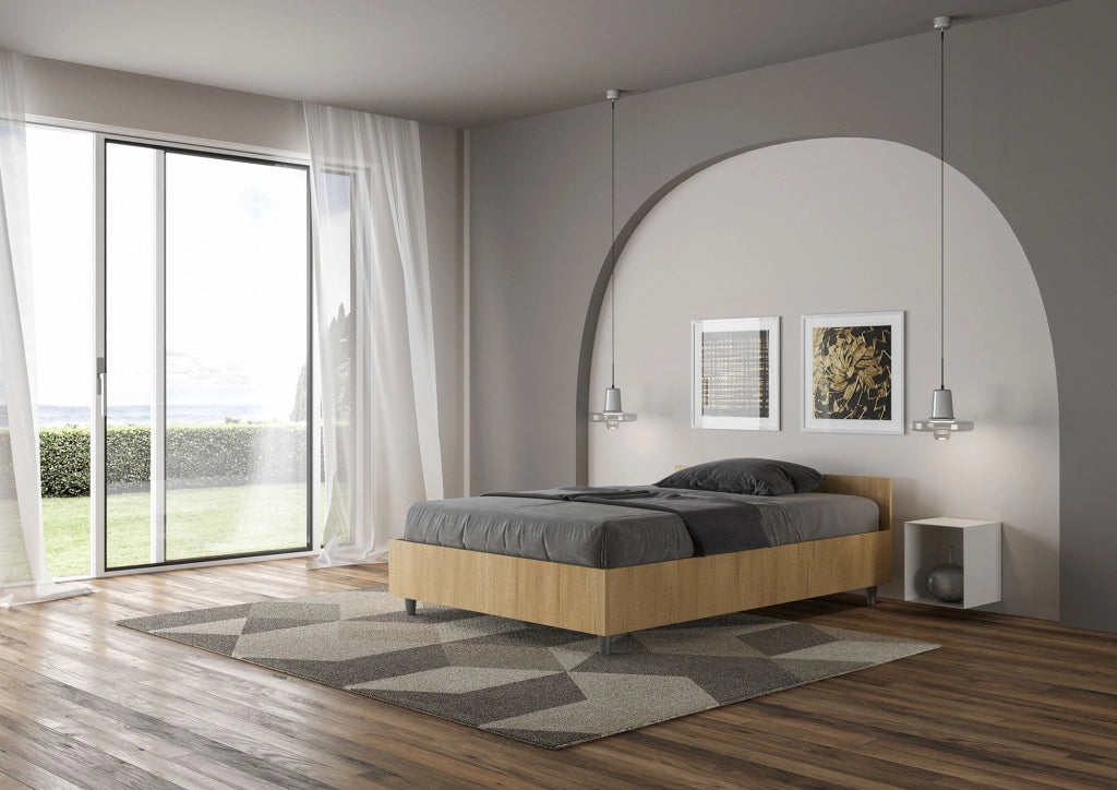 Letto una piazza e mezza con rete 120x200 noce Nuamo