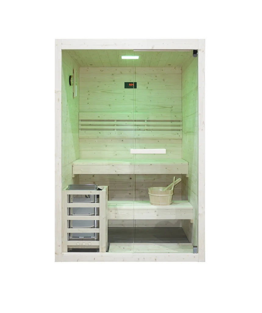 Sauna finlandese da interno 2 persone 130x120cm h200 in legno di abete | Nirva