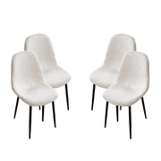 MAURY'S SET 4 SEDIE IMBOTTITE TEDDY TESSUTO BIANCO CON GAMBE NERE 44X48X88 CM