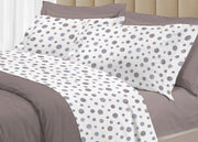 Completo Lenzuola Letto 100% Cotone Made Italy 3027 Disegno Dandy - Singolo - Beige