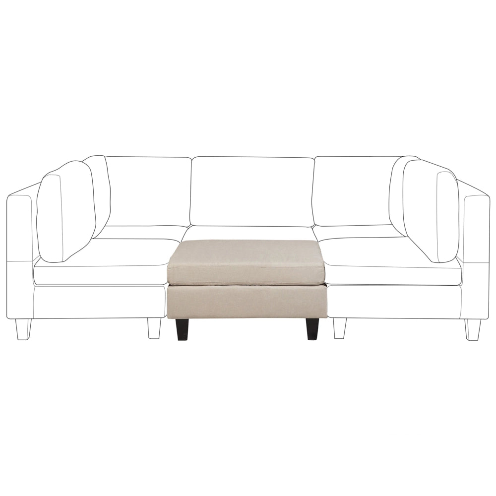 Pouf Poggiapiedi Tessuto Beige Imbottito Quadrato Minimalista Moderno