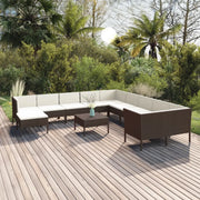 Set Divani da Giardino 12 pz con Cuscini in Polyrattan Marrone cod mxl 38454