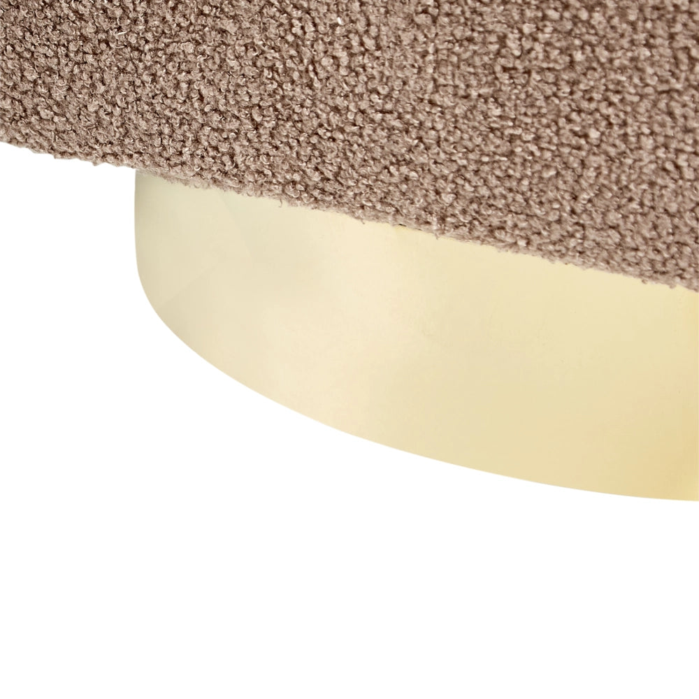 Poltrona in tessuto bouclè marrone con base Girevole stile retrò glamour