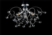 LISBONA PLAFONIERA DESIGN MODERNO IN METALLO COLORE CROMATO E14 3 LUCI 46 WATT 34HX61X56 CM