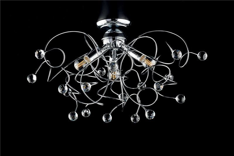 LISBONA PLAFONIERA DESIGN MODERNO IN METALLO COLORE CROMATO E14 3 LUCI 46 WATT 34HX61X56 CM