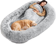 Casa per cani per persone - Incluso copri - Impermeabile - 182x121x25cm - XXL - Grigio