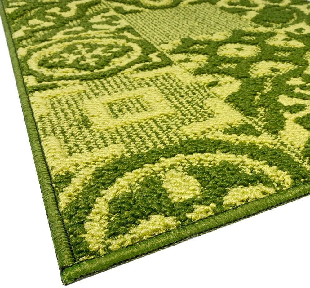 Tappeto Cucina 3D Passatoia Antiscivolo Piastrella Maiolica Verde 57x270 cm